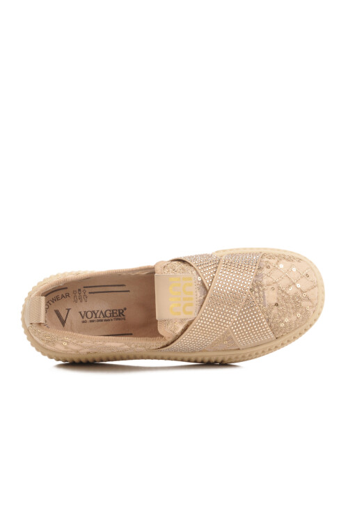 حذاء كاجوال نسائي تشريحي من الجلد الطبيعي باللون الكريمي B235 Z