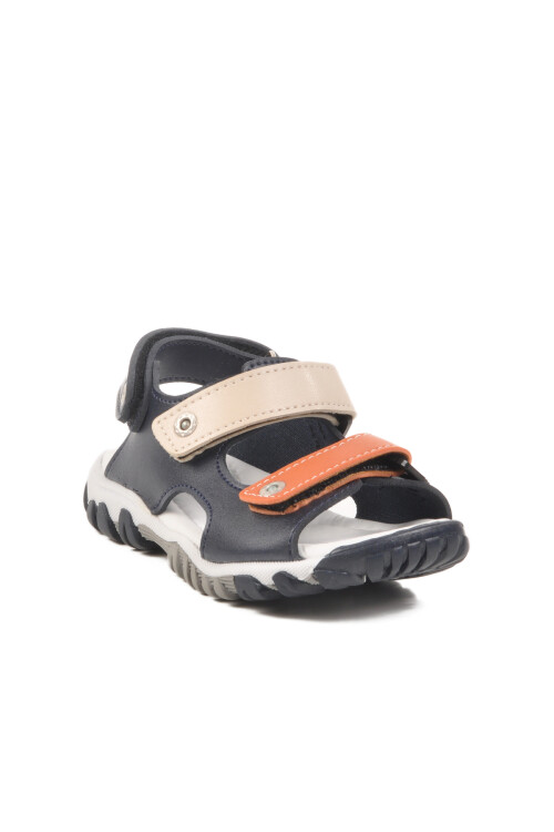 Navy Blue Orange Velcro Boys Sports Sandals 173110 P