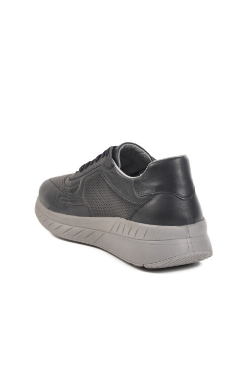 Navy Blue Genuine Leather Mens Casual Shoes C1050 M