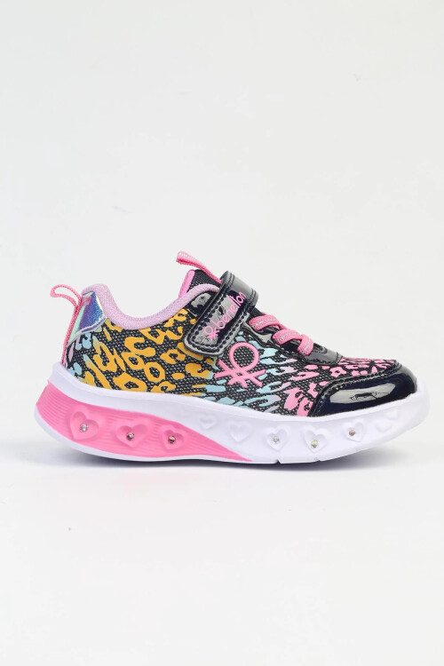 Lacivert Cırtlı Işıklı Kız Çocuk Spor Ayakkabı BNI-10125 P