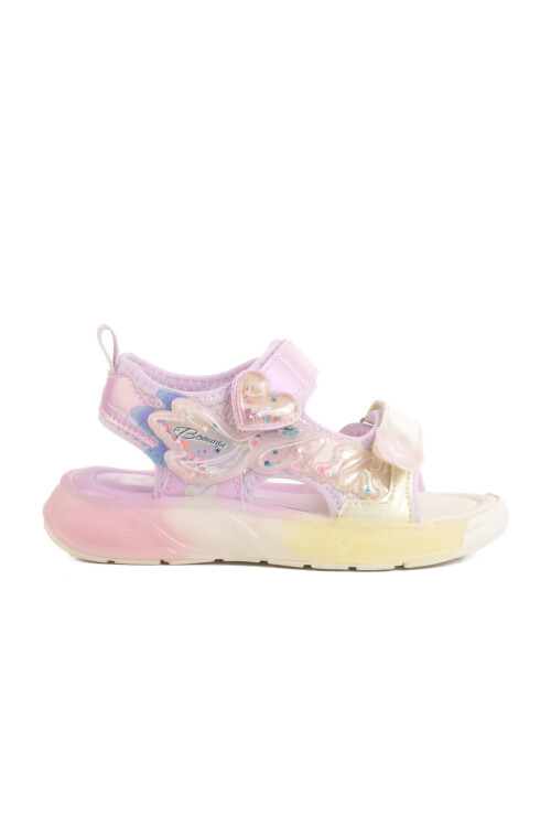 PepinoLila Cırtlı Işıklı Anatomik Kız Çocuk Sandalet 1946 P