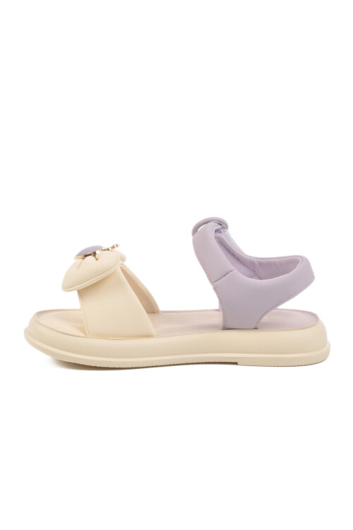 Lila Hafif Esnek Taşlı Kız Çocuk Sandalet 25Y600-5  F