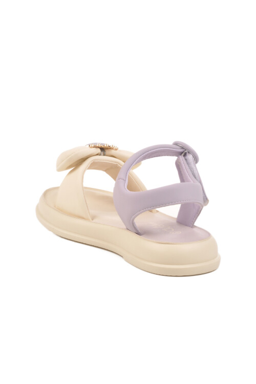 Lila Hafif Esnek Taşlı Kız Çocuk Sandalet 25Y600-5  F