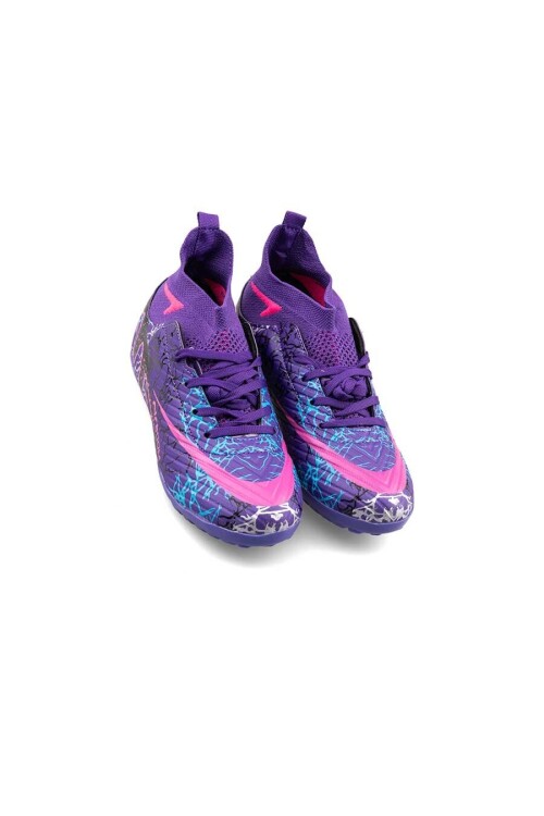 Mor Fuşya Çoraplı Çocuk Halı Saha Ayakkabısı Air 600 F