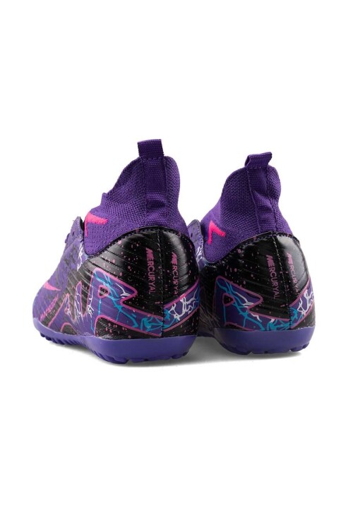 Mor Fuşya Çoraplı Çocuk Halı Saha Ayakkabısı Air 600 F