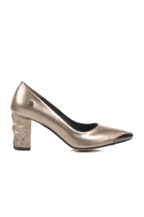 Platin Yüksek Topuklu Kadın Abiye Ayakkabı PC-51752 Z