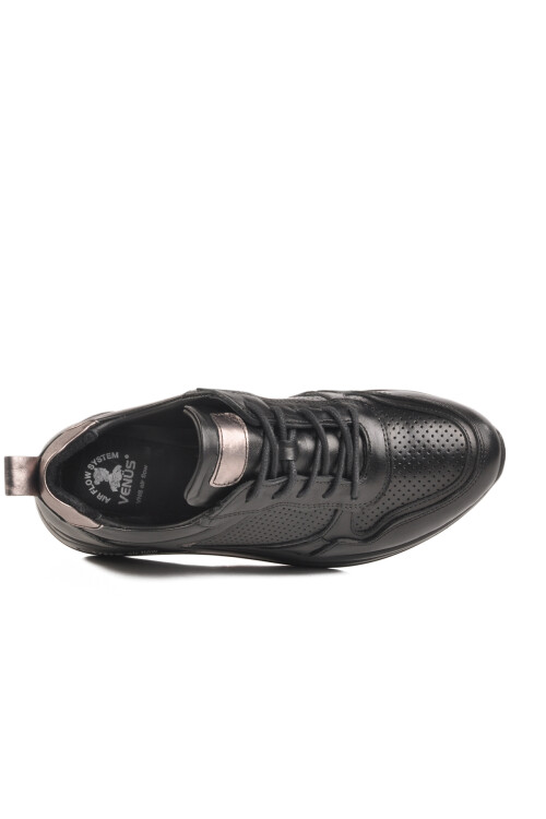 Black Air Flow Genuine Leather Womens Casual Shoes 2216654Y Z