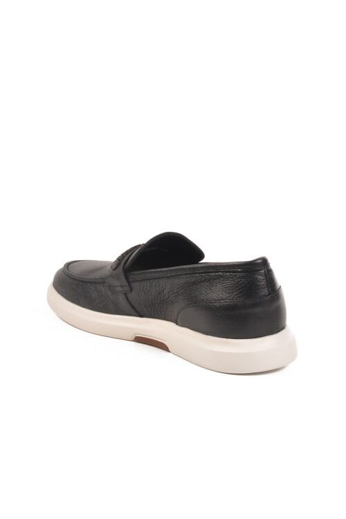 Siyah Beyaz Hakiki Deri Erkek Casual Ayakkabı 152-21139 M