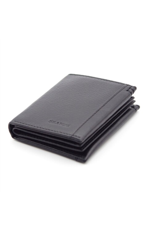 محفظة رجالية من الجلد الطبيعي باللون الأسود 1726