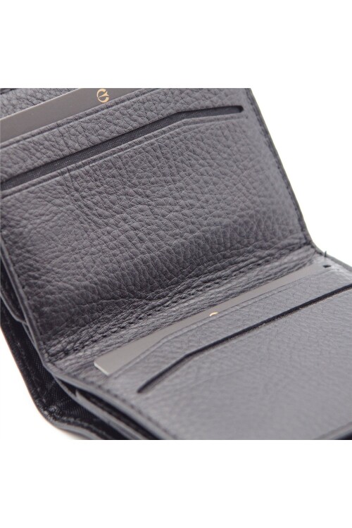 محفظة رجالية من الجلد الطبيعي باللون الأسود 1726