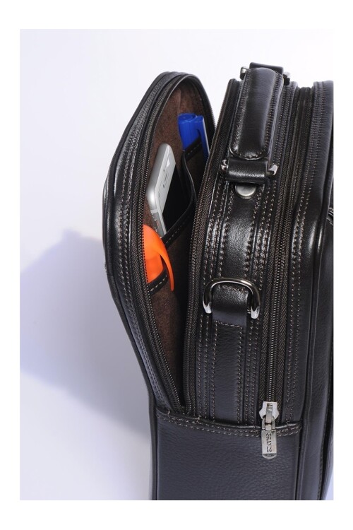 Siyah Hakiki Deri Erkek Portföy El Çantası 4586