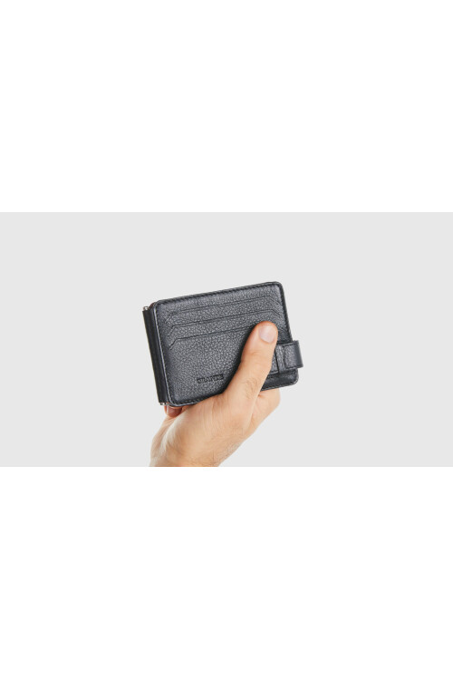 Black Genuine Leather Mens Card Holder 711