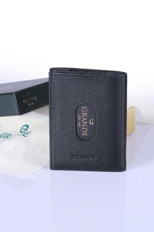 Black Genuine Leather Mens Card Holder 724