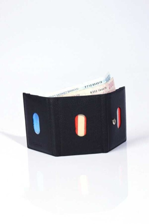 Black Genuine Leather Mens Card Holder 724