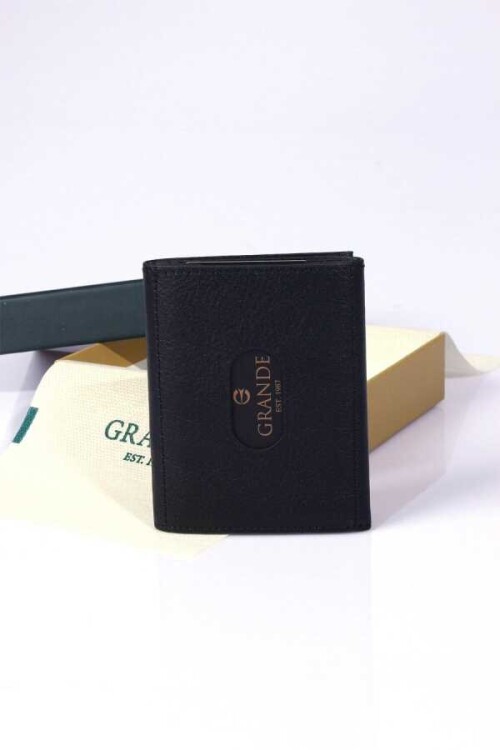 Black Genuine Leather Mens Card Holder 724