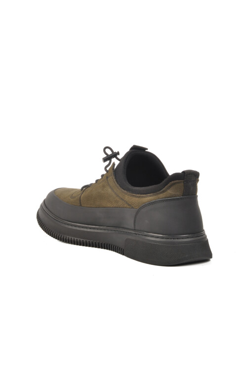 Black Khaki Genuine Leather Mens Casual Shoes 4K9824 M