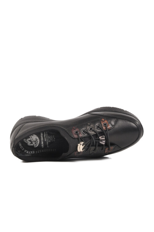 Siyah Hakiki Deri Anatomik Kadın Casual Ayakkabı 42642 Z