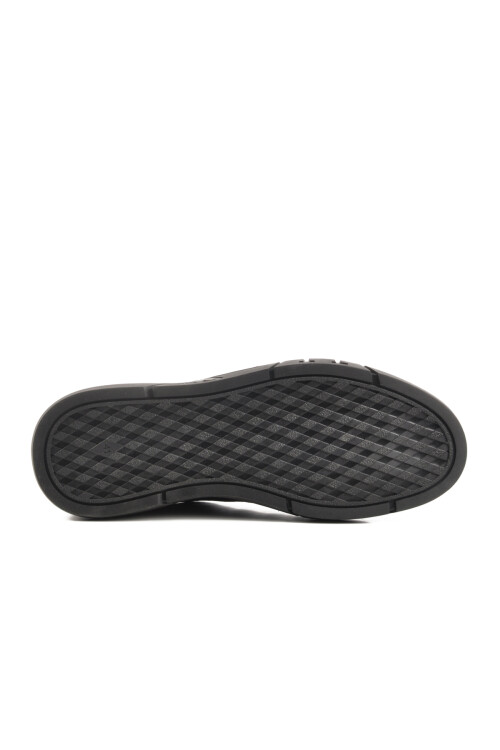 حذاء كاجوال رجالي من الجلد الطبيعي الأسود المبطن بالفرو 2K1244-HK-510 M