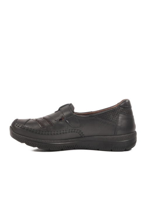 Siyah Hakiki Deri Cırtlı Anatomik Kadın Casual Ayakkabı 2504 Z