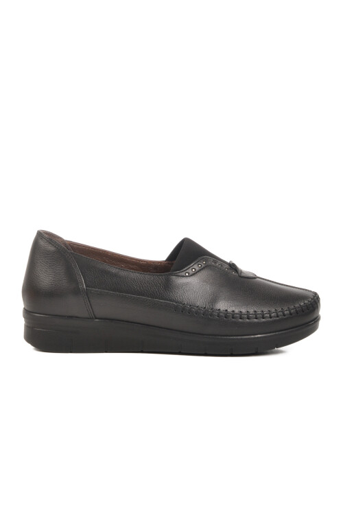 Black Genuine Leather Womens Anatomical Casual Shoes 42637 Z