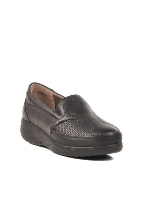 Siyah Hakiki Deri Anatomik Kadın Casual Ayakkabı 42652 Z