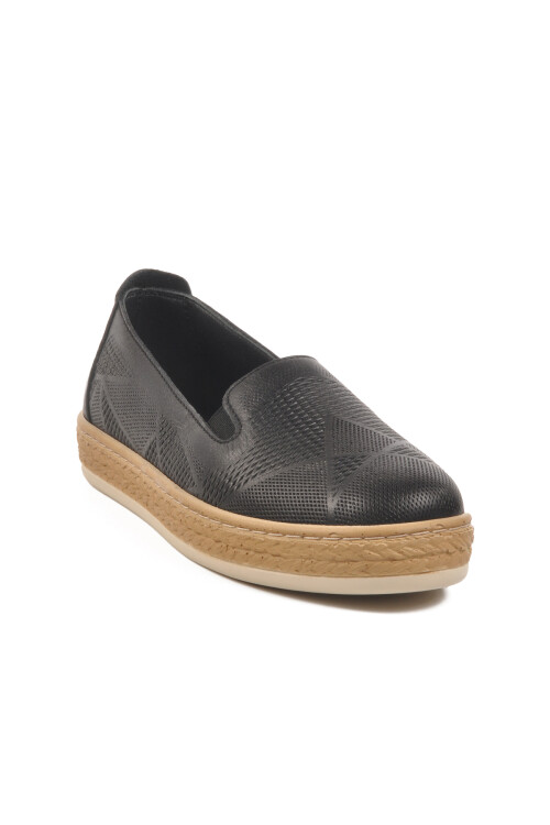 Black Genuine Leather Anatomic Womens Casual Shoes F-2036 Z