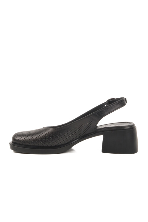 حذاء نسائي بكعب عالٍ من الجلد الطبيعي باللون الأسود PC-54620 Z