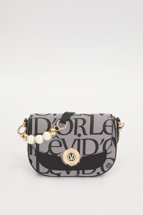 ليفيدورحقيبة كتف من القماش الأسود المزخرف 930277