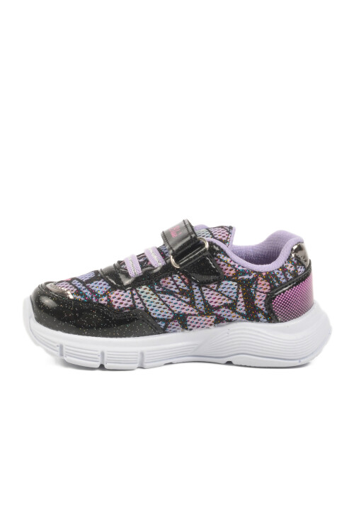 Black Lilac Velcro Lighted Girls Sneakers 336126 B