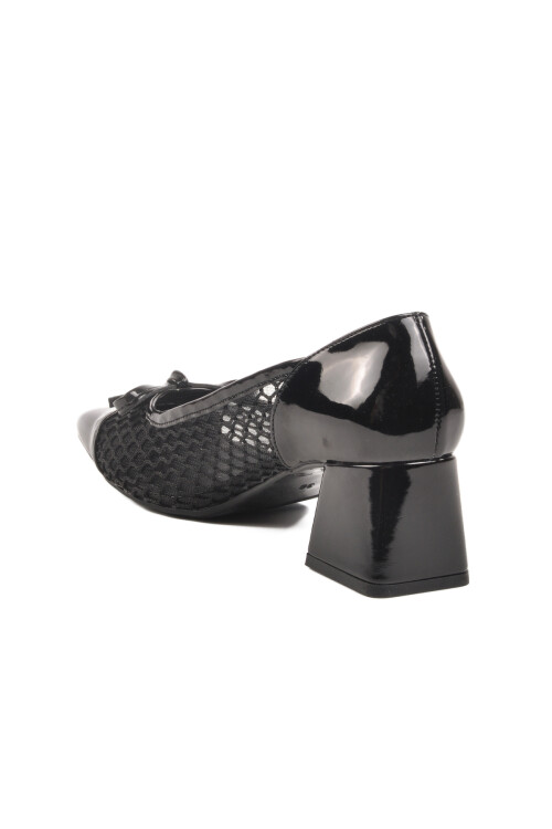 Black Patent Leather Anorak Knitted Womens Evening Shoes 250230 Z