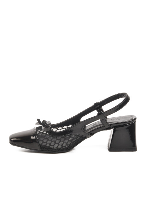 Siyah Rugan Örme Kadın Abiye Ayakkabı 250100 Z