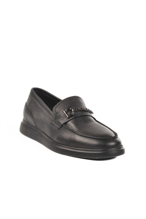 Black Genuine Leather Mens Casual Shoes 152-21139 M