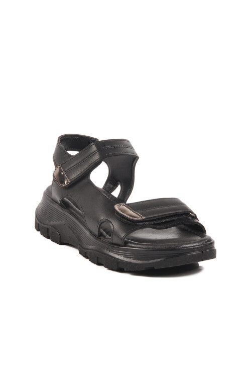 Siyah Cırtlı Hafif Kadın Sandalet T-006 Z