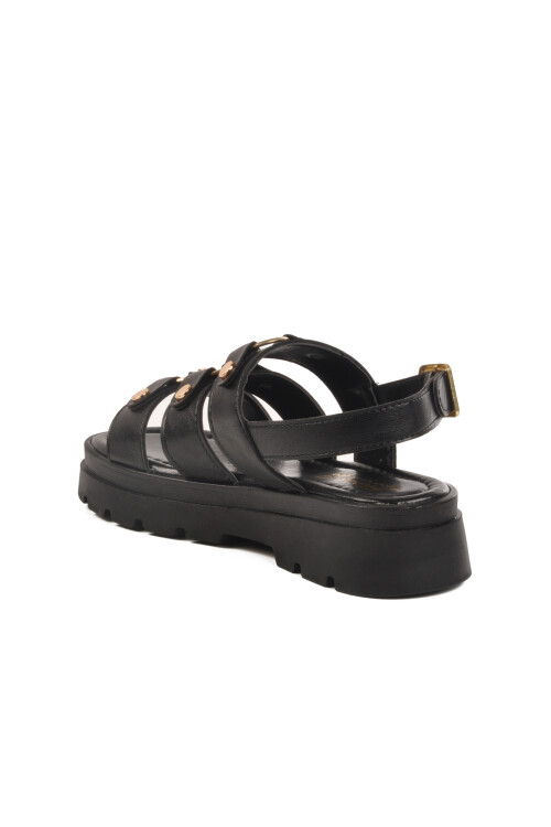 Siyah Kalın Taban Kadın Sandalet T-007 Z