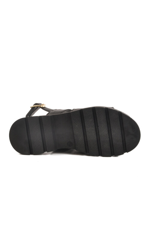 Siyah Kalın Taban Kadın Sandalet T-007 Z