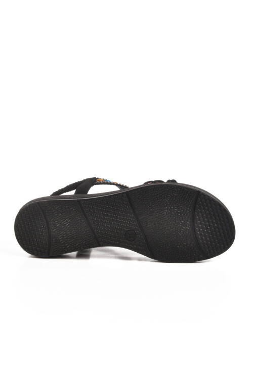Siyah İşlemeli Hafif Kadın Sandalet Florin T-008 Z