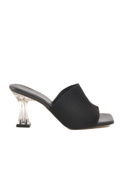 Black Womens High-Heeled Slippers T-401 Z