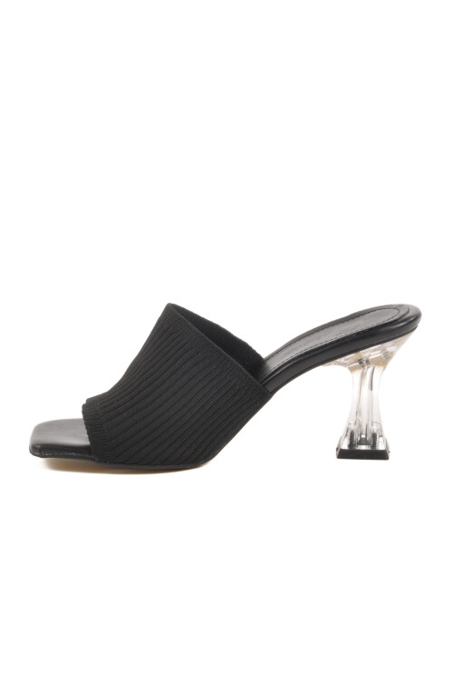 Black Womens High-Heeled Slippers T-401 Z