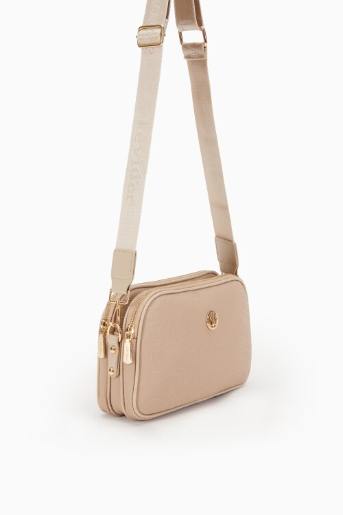 Mink Double Zippered Honeycomb Printed Shoulder Bag 930044