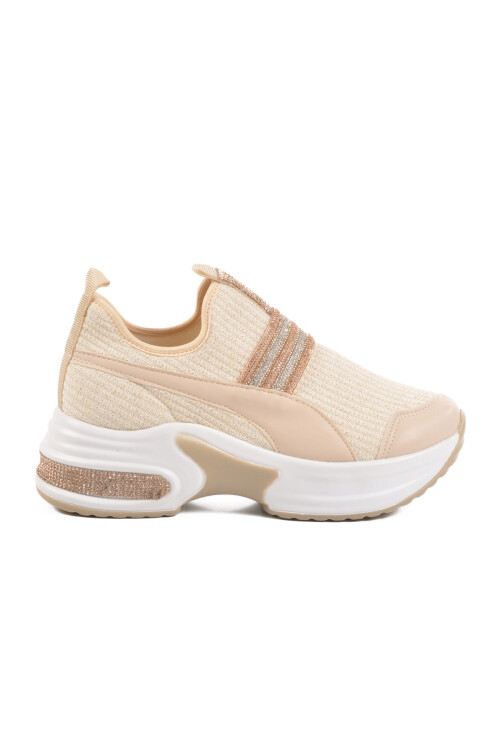Bej Anorak Taşlı Kadın Sneaker 702307 Z