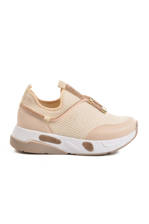 Beige Anorak Stone Embroidered Womens Casual Shoes 702498 Z