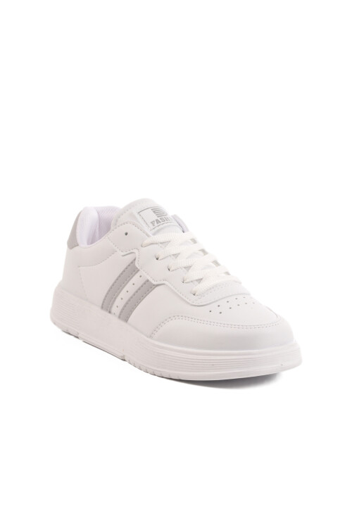 White Silver Laced Unisex Skin Sneakers 163 G