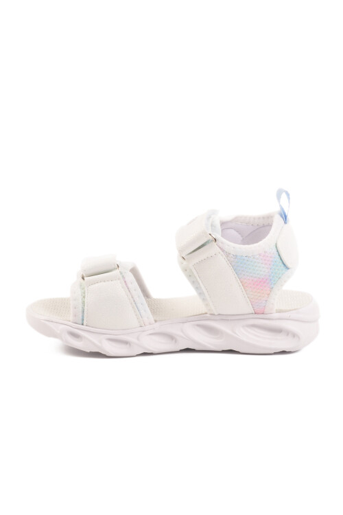 White Velcro Lighted Girls Sandals 018129 P