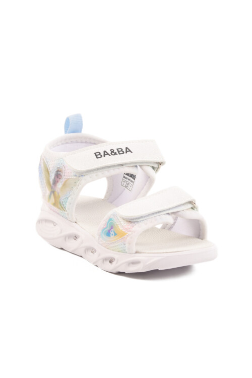 White Velcro Lighted Girls Sandals 018129 P