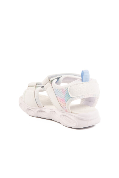 White Velcro Lighted Girls Sandals 018129 P
