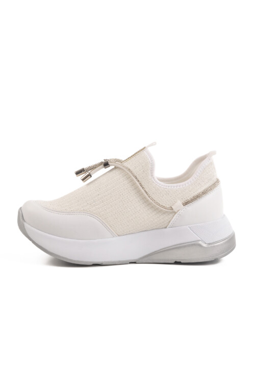 Beyaz Anorak Taş İşlemeli Kadın Casual Ayakkabı 702498 Z