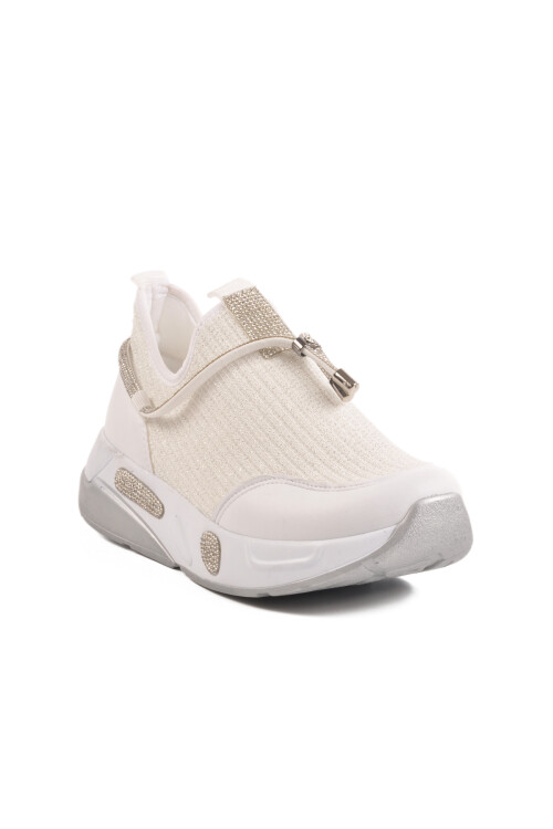 Beyaz Anorak Taş İşlemeli Kadın Casual Ayakkabı 702498 Z
