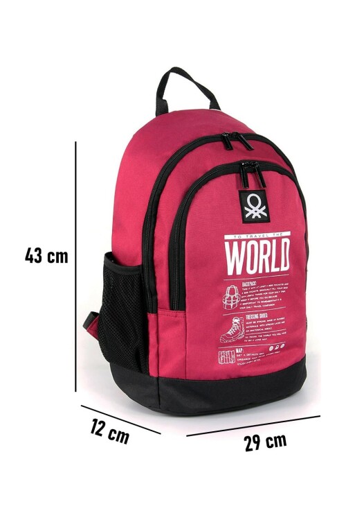 Claret Red Black Unisex School Bag 03834