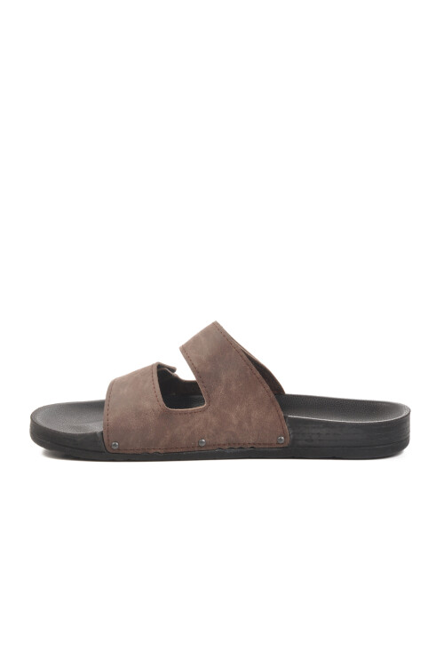 Brown Velcro Large Size Mens Slippers PC-7039 M