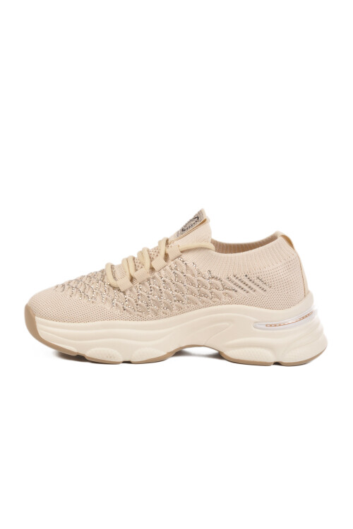 Cream Lightweight Knitted Anatomical Womens Sneakers B064 Z